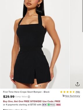 Fashion Nova Black Crepe Skort Romper